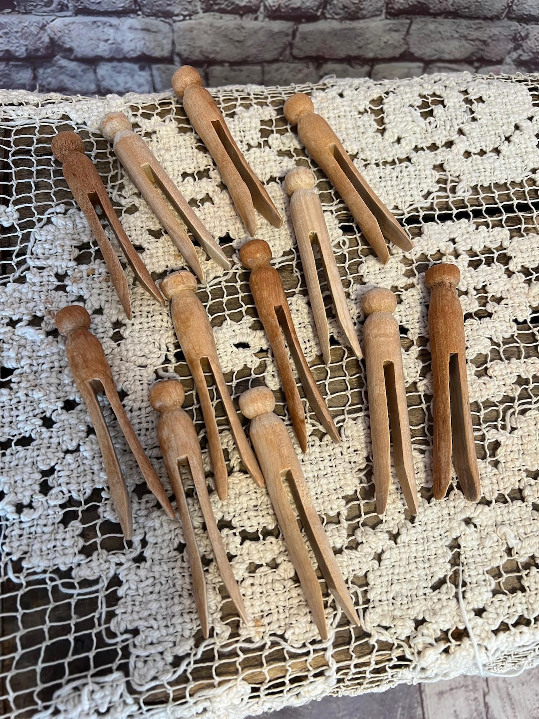 Vintage Wooden Clothespins - Dolly Peg Style - Laundry Decor - Etsy