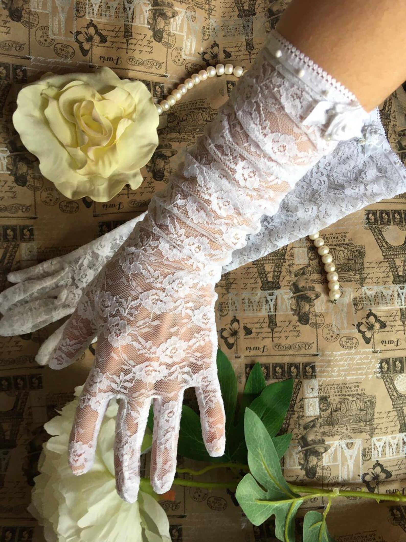 Gloves white lace long Vintage 1950 Wedding gloves Opera Etsy