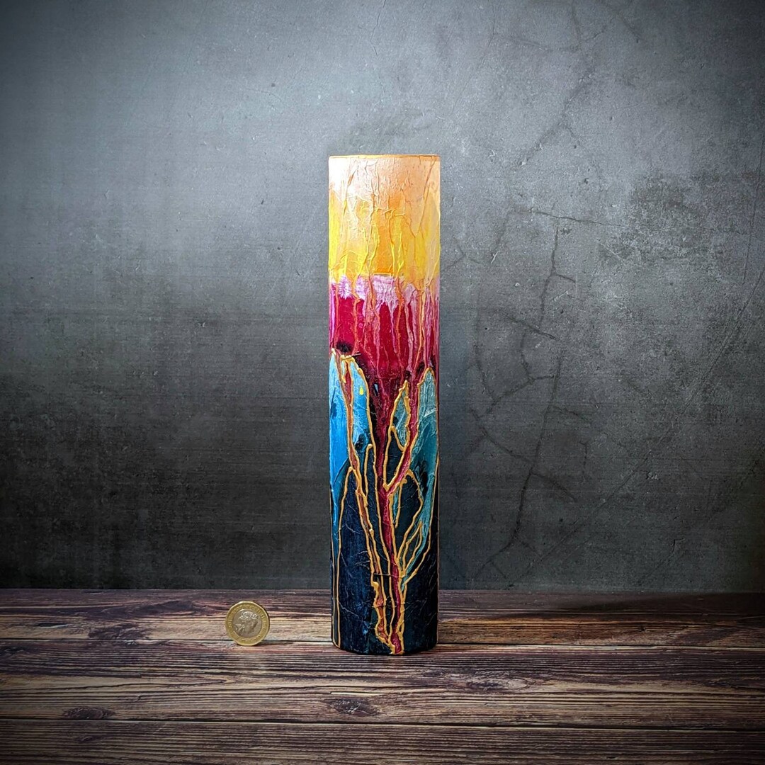 Tall Slim Vase 25 Cm Decorative Glass Vibrant Colour Fun Design Unique