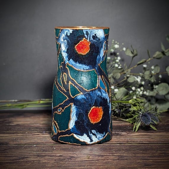 青とオレンジの装飾陶器花瓶 61awJa+orKL._AC_UF894,