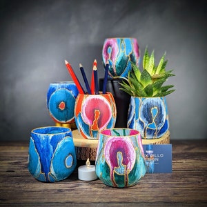 Colourful Painted Glass Candle Large Tealight Holder