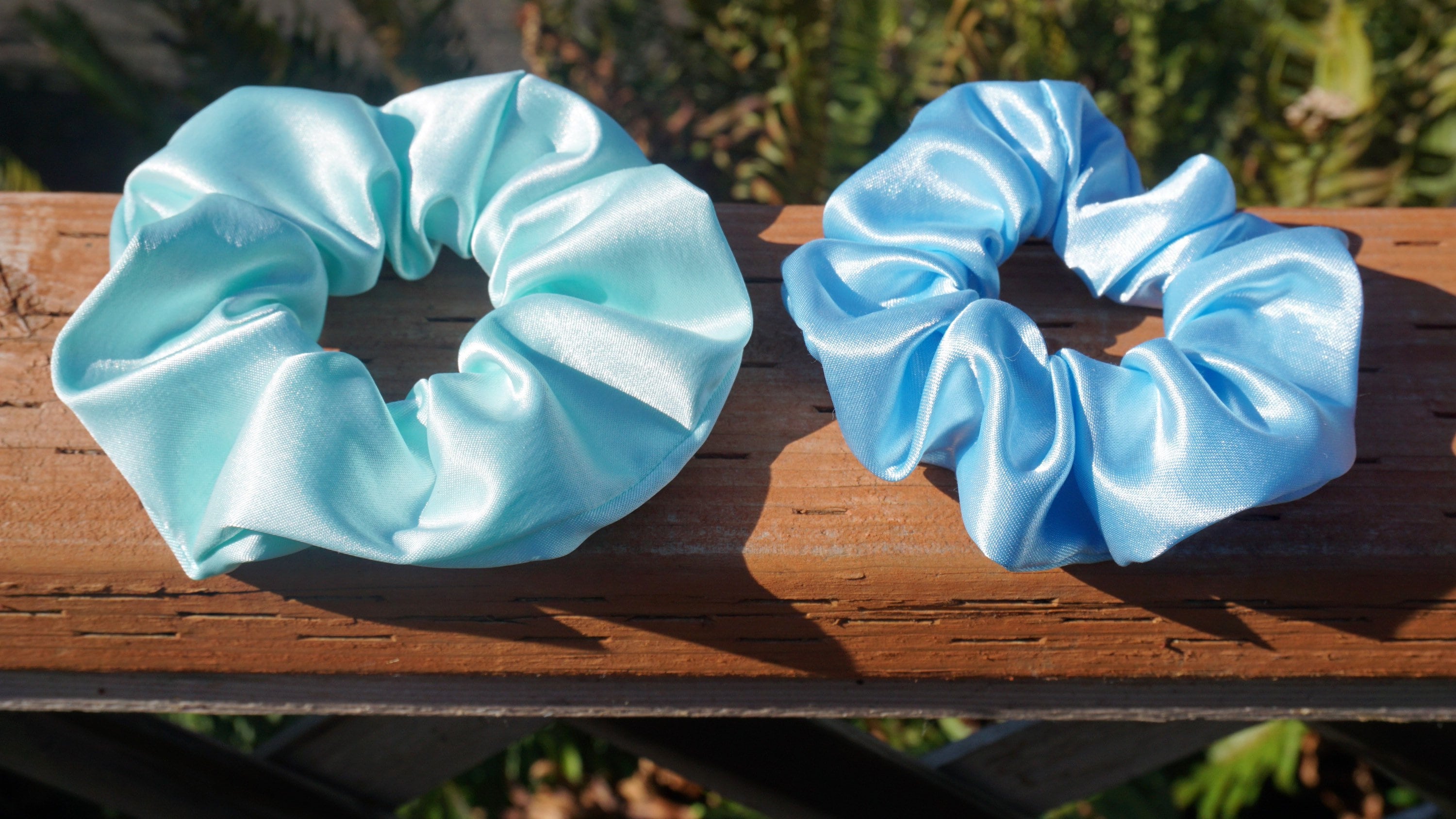 light blue scrunchies