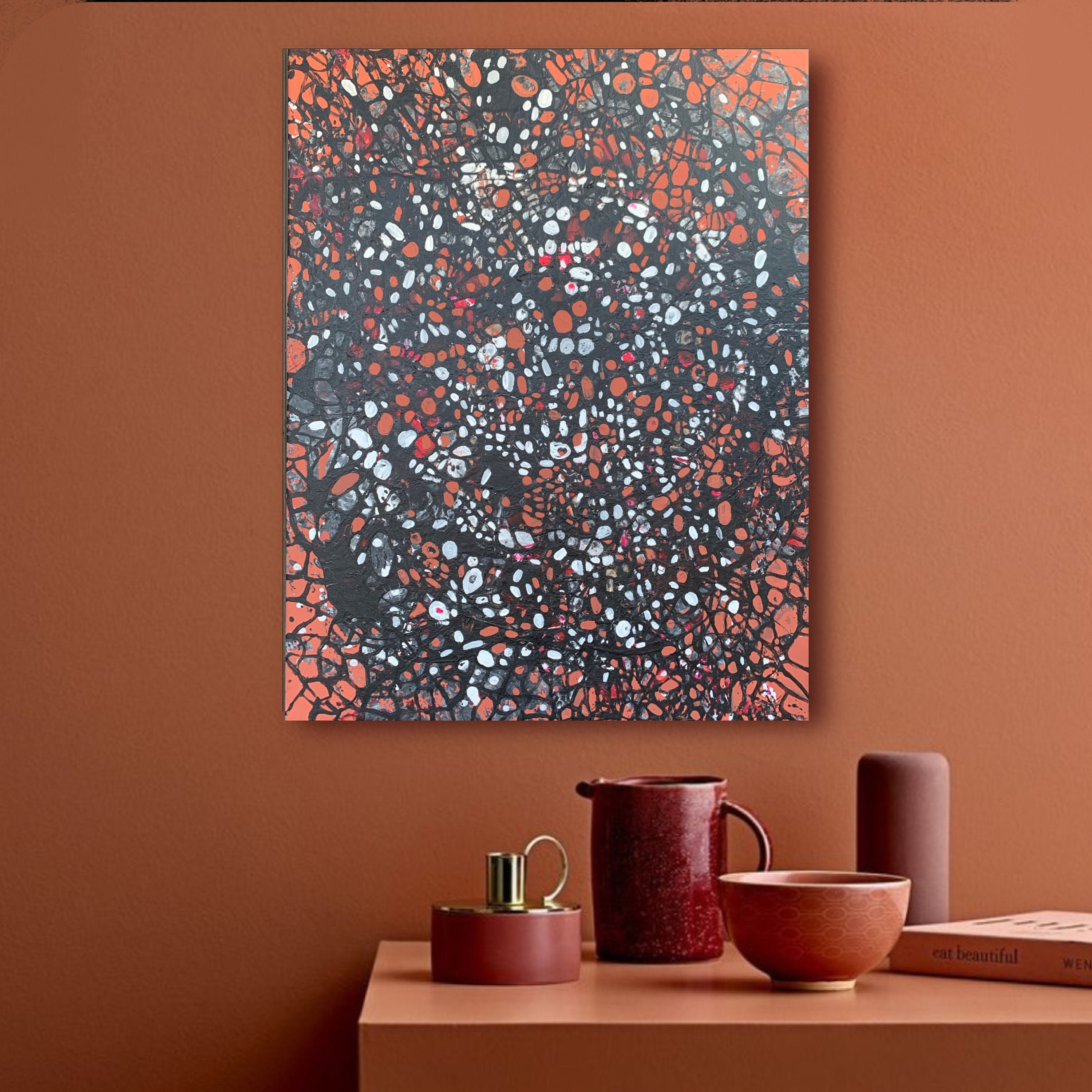 Arte mural de terracota pintura abstracta sobre lienzo | Etsy