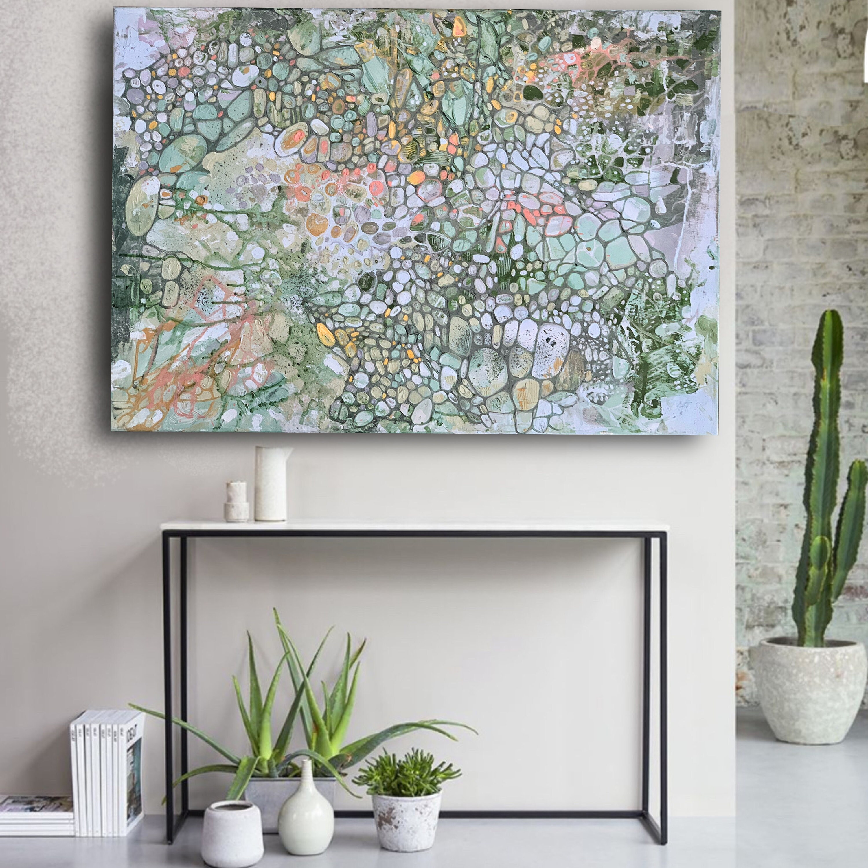 Sage Green Wall Art Large Abstract Art Canvas Original Etsy