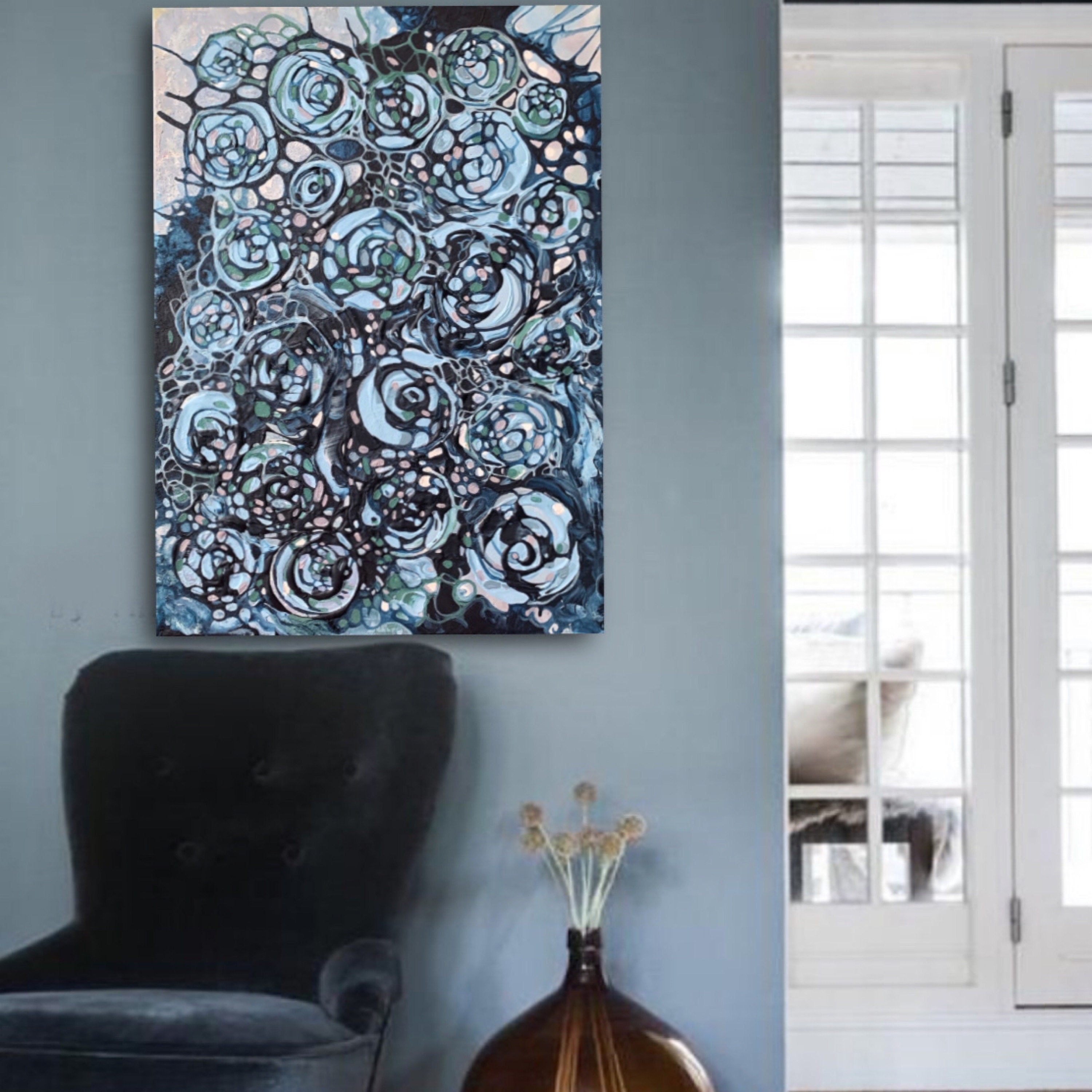 Blue Wall Art Large Canvas Picture Abstract Art Work | Etsy