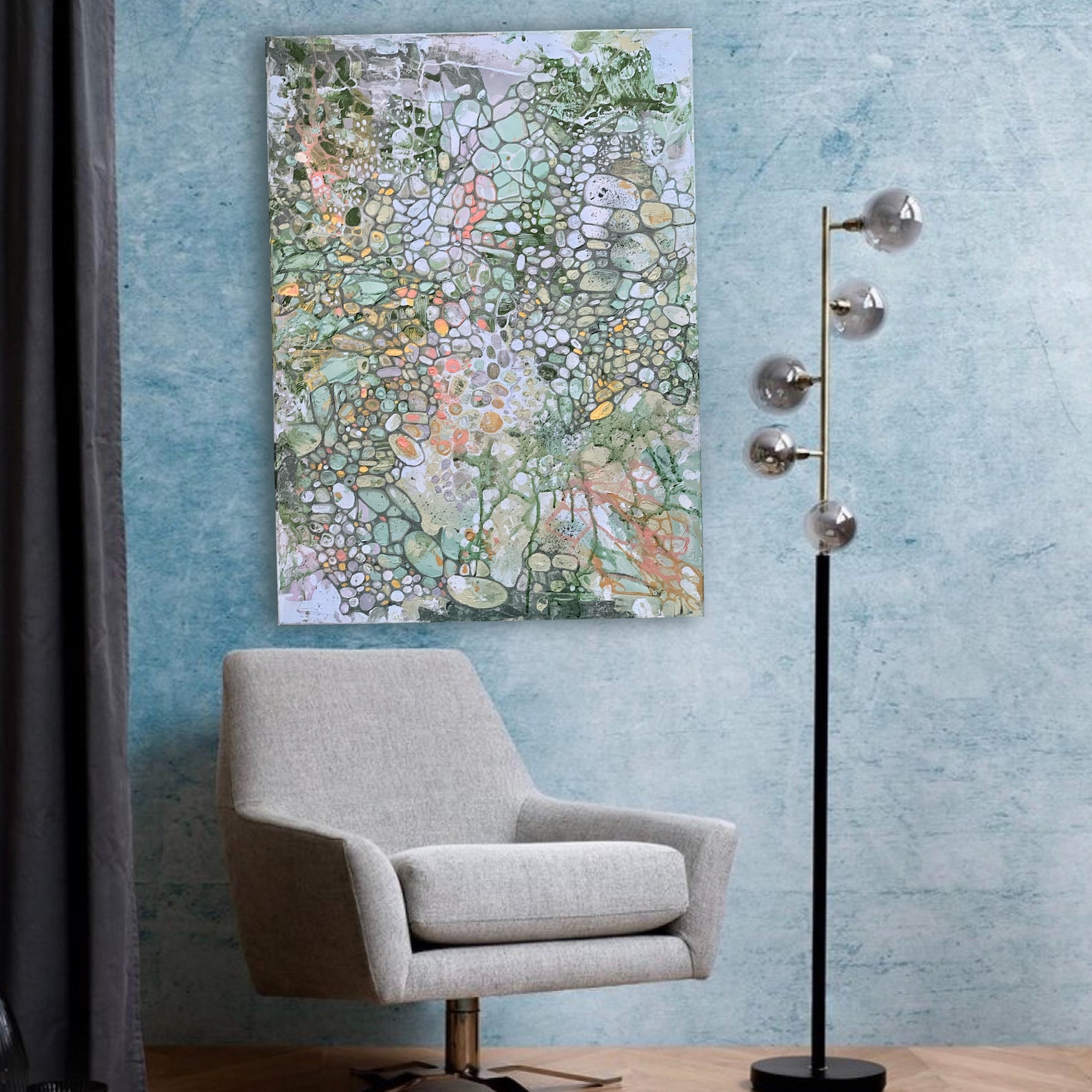 Sage Green Wall Art Large Abstract Art Canvas Original Etsy