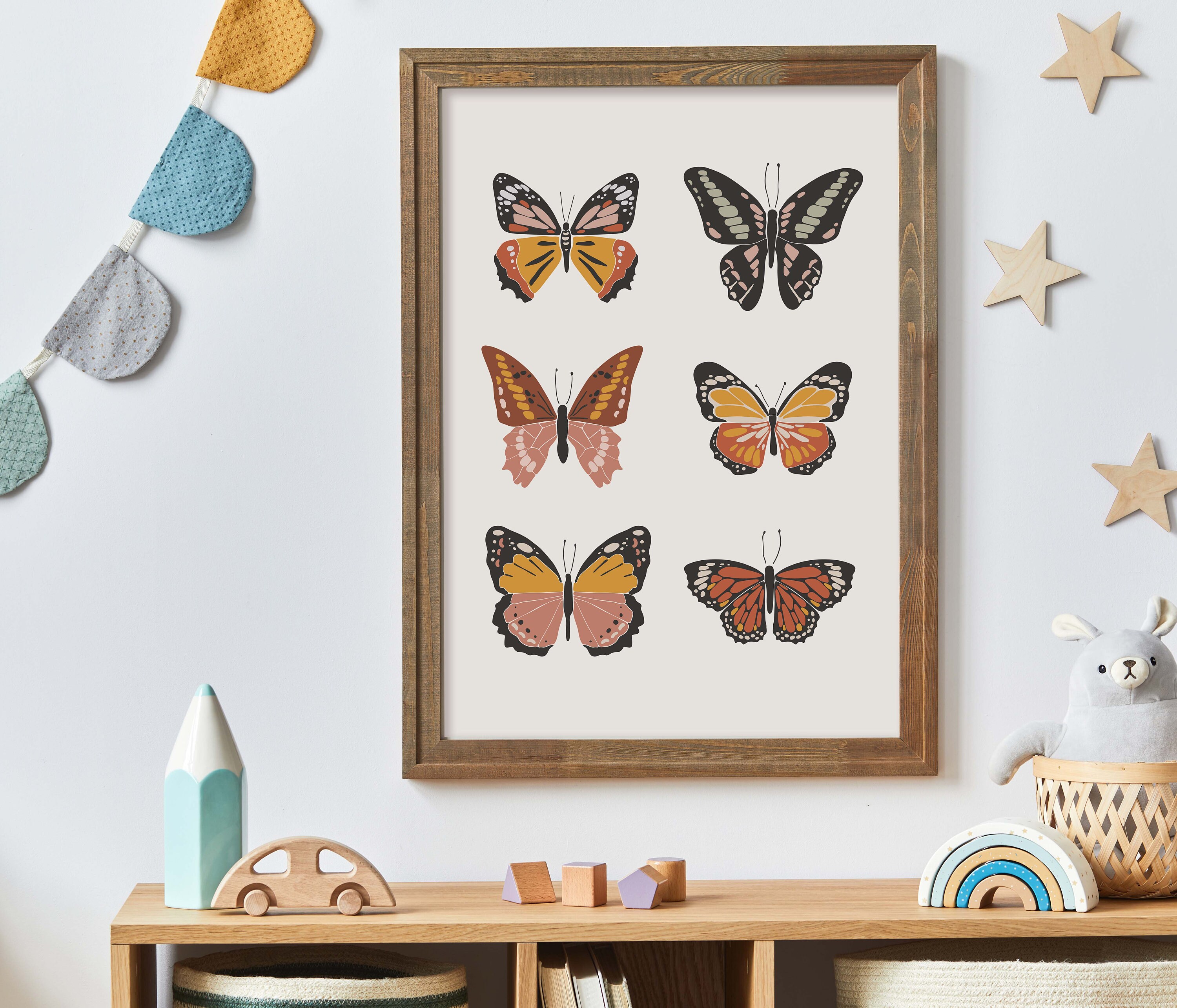 Butterfly Nursery Wall Art Girl Wall Art Boho Butterfly Etsy