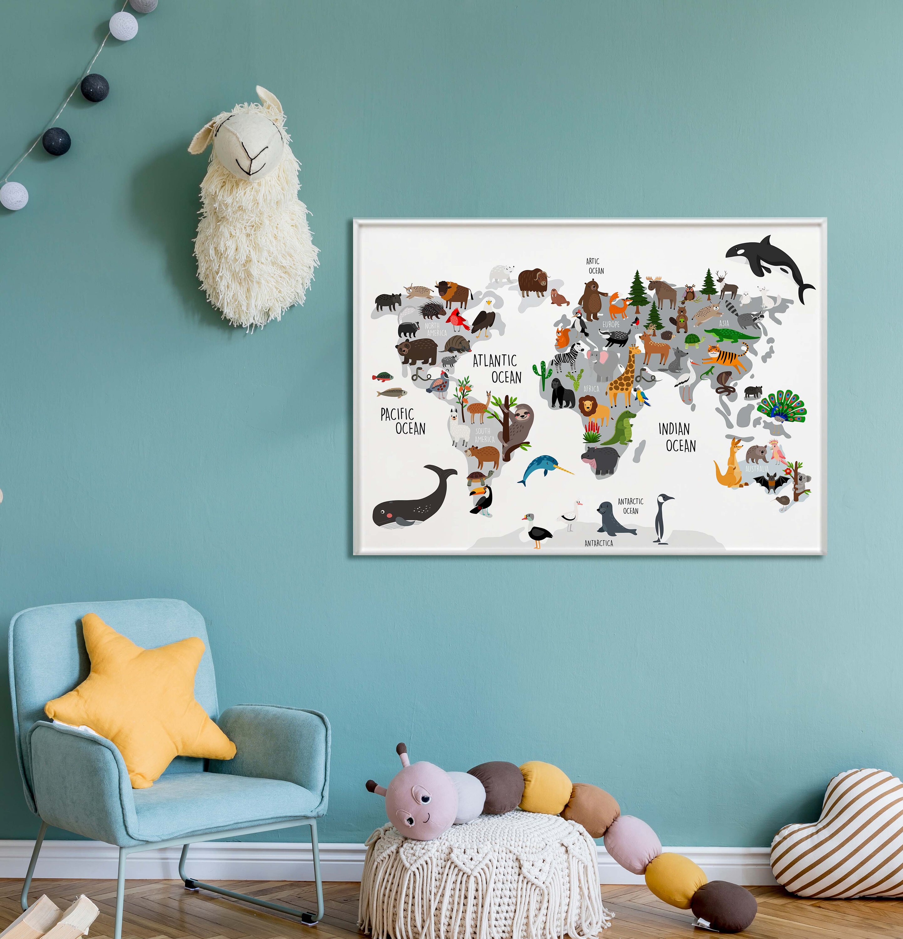 Printable World Map Kids World Map Print for Kids Animal World Map ...