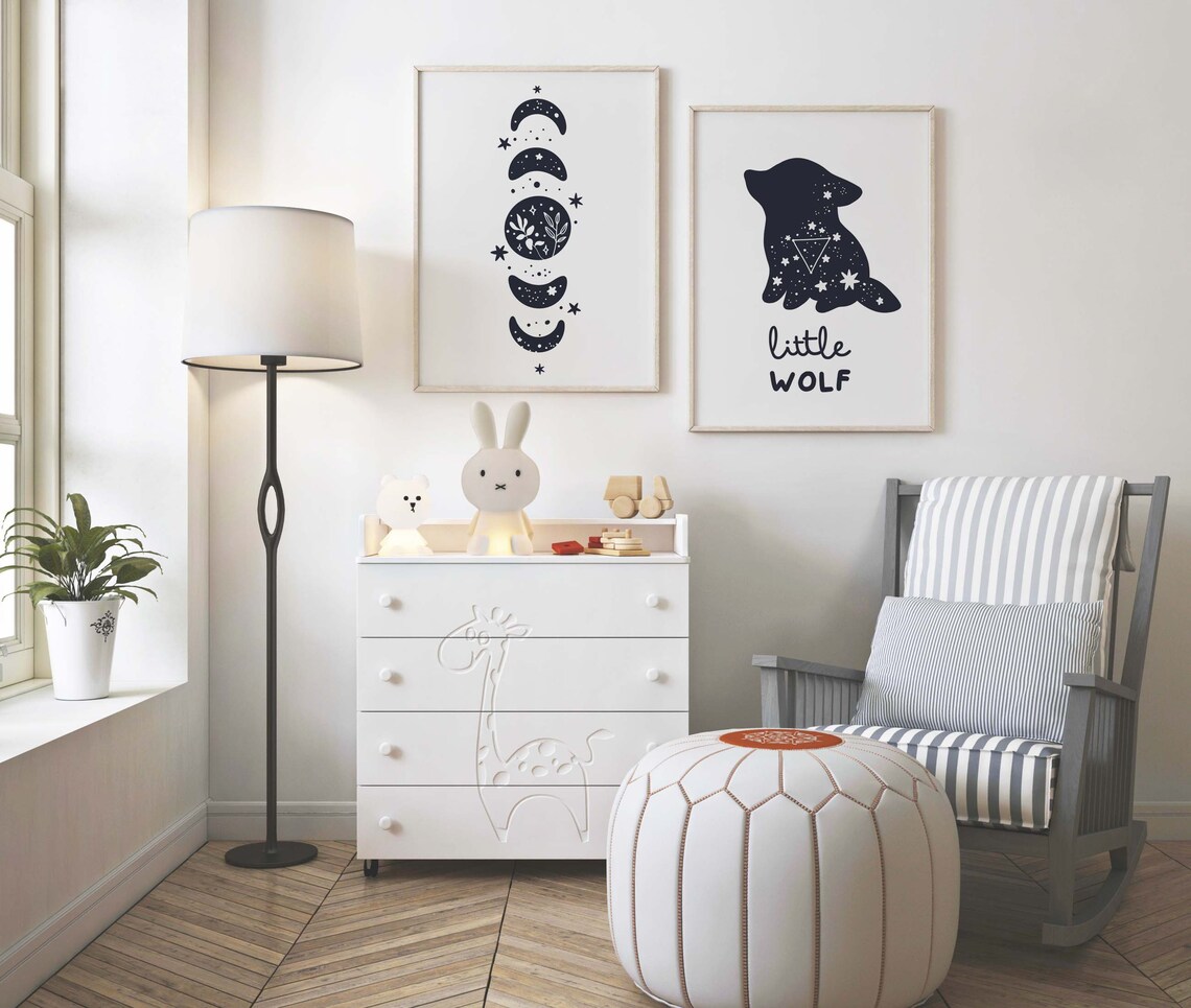 Black and White Kids Room Wall Art Set of 5 Nursery Playroom - Etsy