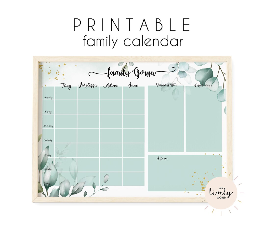 Personalized Family Planner Agenda Organizer, Weekly Planner, Modern