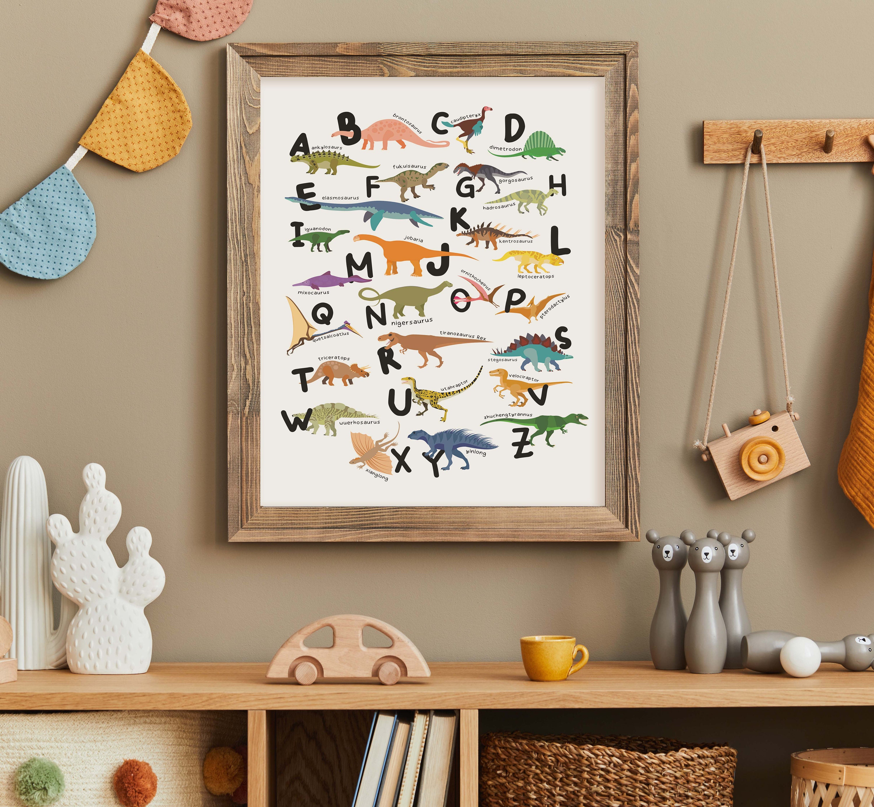 Dinosaur Alphabet Print Dinosaur Theme Kids Room Decor Dinosaur Poster ...