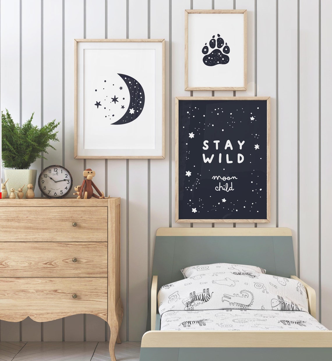 Black and white kids room wall art Set of 5 nursery playroom | Etsy