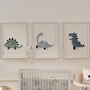 Set of 3 Dinosaur Prints, Dino Nursery Prints, Boys Dinosaur Decor ...