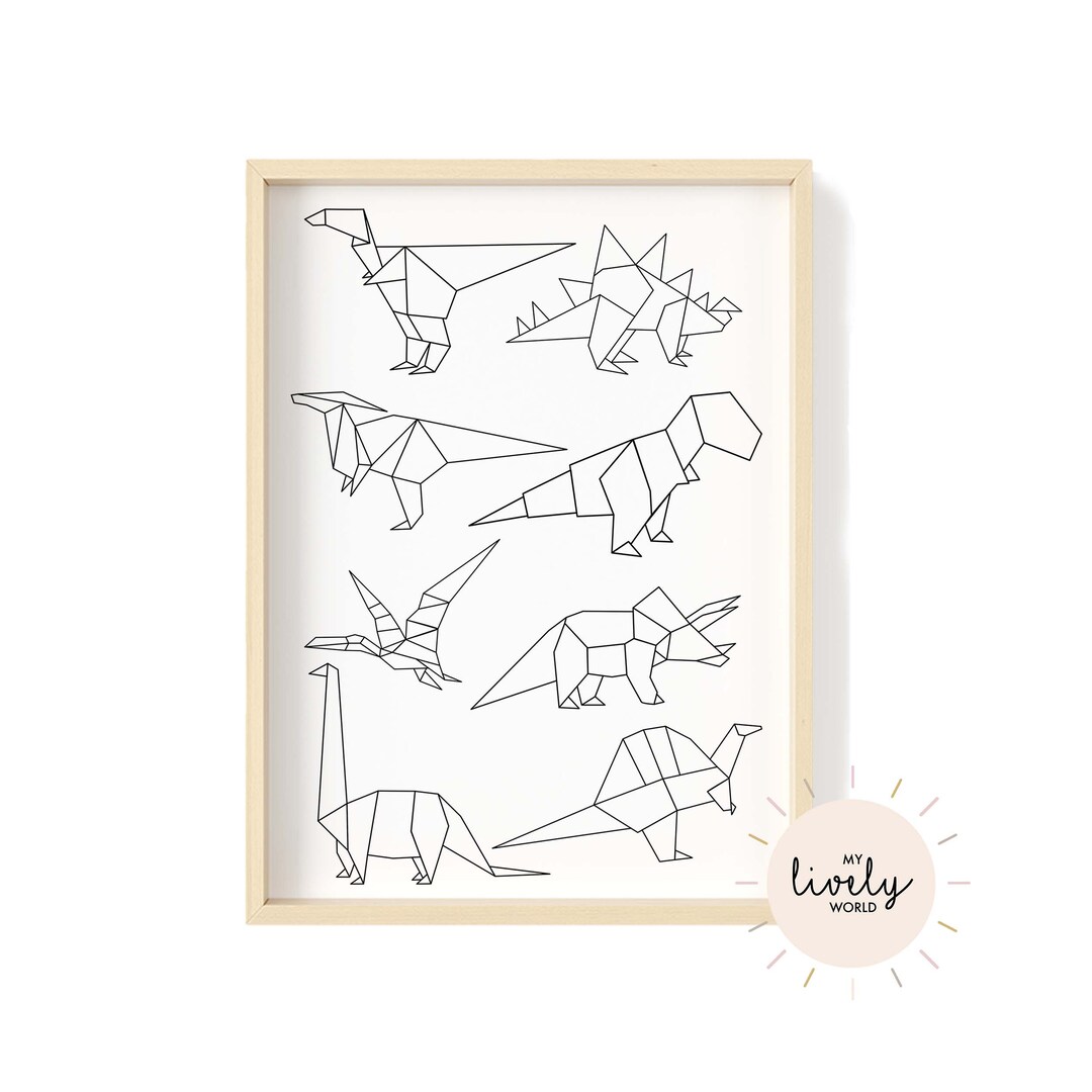 Set of 9 Printables Dinosaur Origami Print Dinosaurs Printables Dino ...
