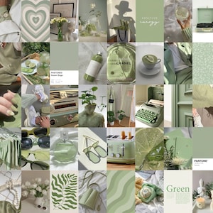 Photo Wall Collage Kit, Mint Sage Green Aesthetic set of 50 Photos ...