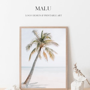 Palm Tree Print, Tropical Beach Wall Art Palm Tree Printable, Pastel Beach Prints, Palm Tree Poster, Tropical Beach Print Palm Tree Wall Art