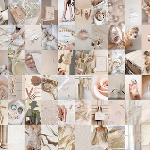 Neutral Aesthetic Wall Collage Kit (Digital Download) 60 pcs - Neutral Beige,Girl Trendy, Bedroom Decor