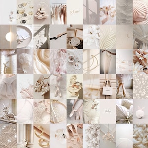 Rose Beige Aesthetic Wall Collage Kit (Digital Download) 66 pcs - Neutral Beige, Girl Trendy, Bedroom Decor