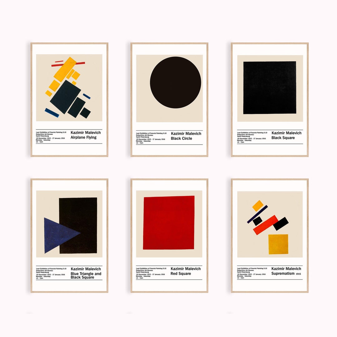 Kazimir Malevich Art Exhibition Poster, Set of 6, Malevich Art Print ...