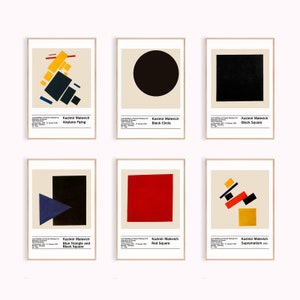 Kazimir Malevich Art Exhibition Poster, Set of 6, Malevich Art Print, Geometric Art, Malevich Poster