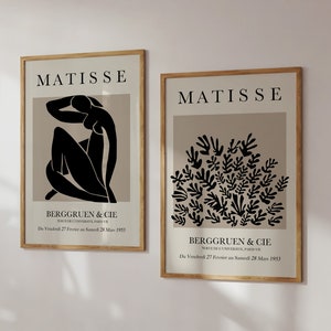 Set of 2 Henri Matisse Printable Wall Art Neutral Abstract Woman Digital Download La Gerbe Abstract Vintage Gallery Wall