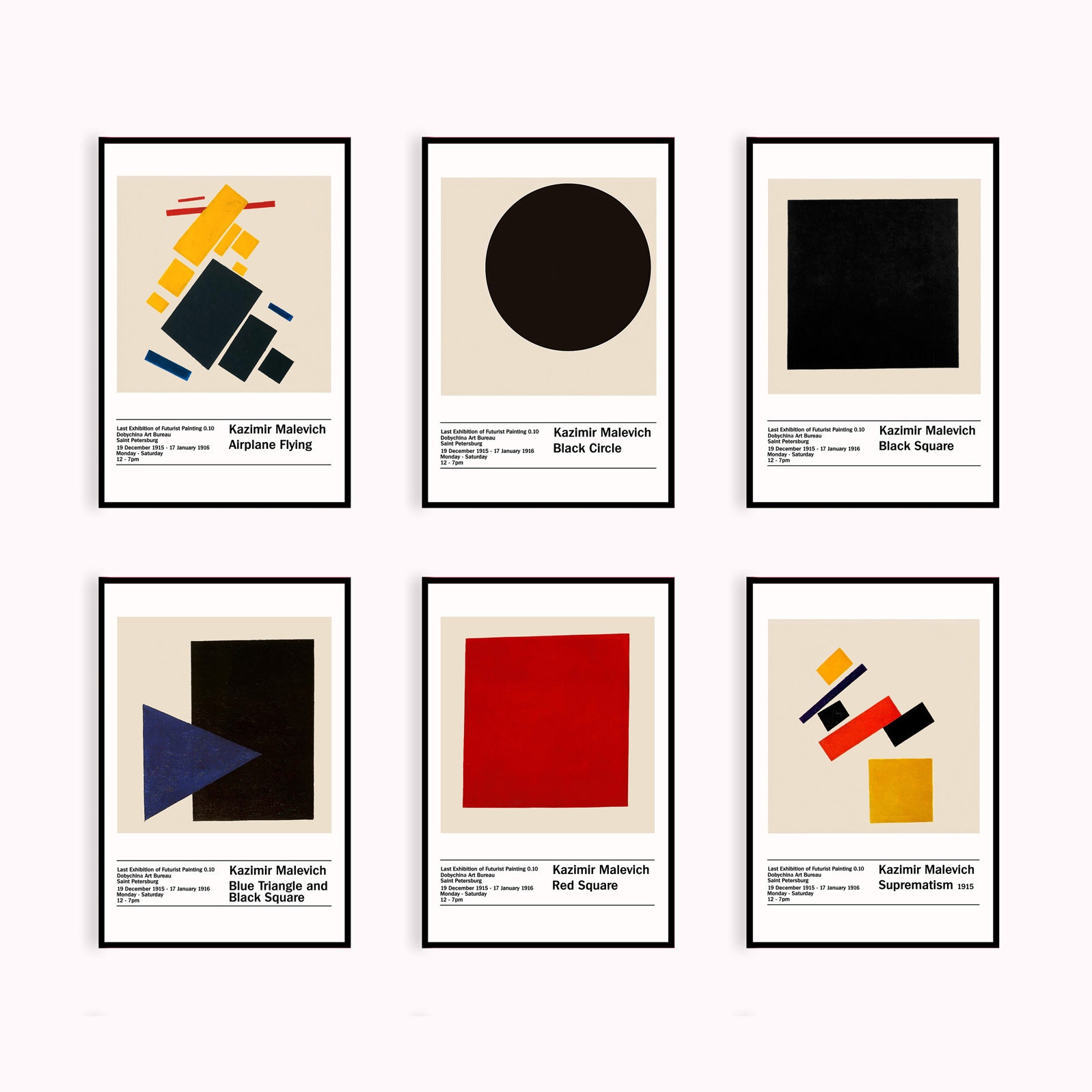 Kazimir Malevich Art Exhibition Poster, Set of 6, Malevich Art