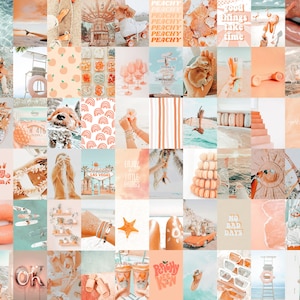 Peach Aesthetic Wall Collage, Light Colors Wall Collage Kit, Soft Peach Aesthetic Photo Collage, Vsco Wall Print - 72 PCS, Digital Download