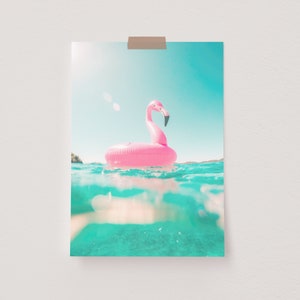 Pink Flamingo Print, Flamingo Wall Art, Summer Print, Tropical Wall Art, Room Decor, Beach Printable Art, Boho Print
