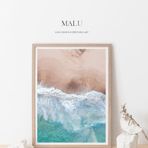 Aerial Beach Print, Pink Coastal Prints,Pink Beach Print, Aerial Beach Photography,Pink Beach Wall Art,Aerial Beach Download, Photography_08