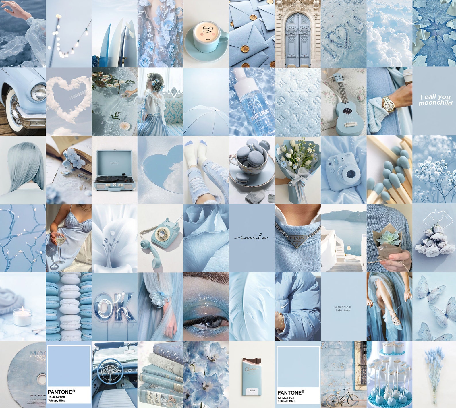 Blue Aesthetic Wall Collage Kit digital Download 60 Pcs - Etsy