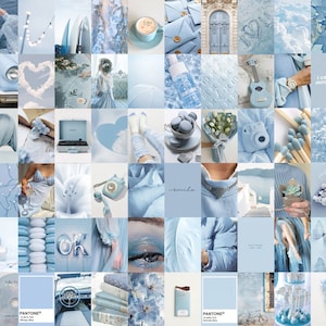 Blue Aesthetic Wall Collage Kit digital Download 60 Pcs Baby Light ...