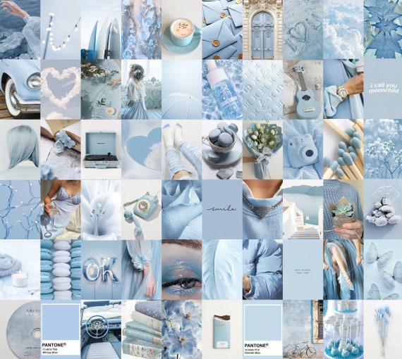 Light Blue Aesthetic Photo Collage Baby Blue Wall Collage 