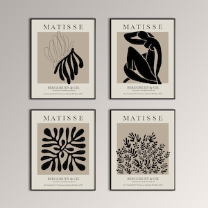 Lot de 4, Henri Matisse, art mural imprimable, femme neutre, abstraite, numérique, téléchargement, abstrait vintage