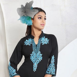 Tunic top for Women Black Tunic Embroidered  Plus Size Tunic, Dress, Trendy Black Tunic, perfect resort wear, boho wear,  black boho tunic
