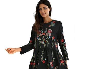 black cotton tunic top