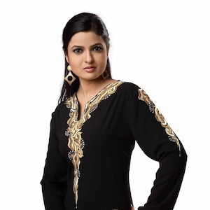 Womens black Tunic/Embroidered tunic/Black Crepe Tunic,Women&#39;s long Sleeve Boho Shirts, Embroidered Peasant Top, Women&#39;s Plus Size clothing