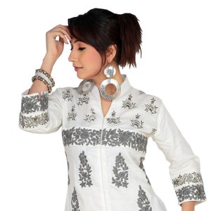 White  Embroidered Tunic Shirt /Women's Clothing/Casual   white Tunic/Plus size  white Clothing/ white Tunic, Kurtis, Tops for Women