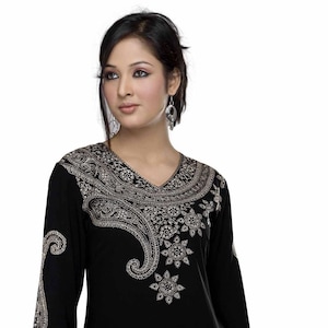 Women  Cotton Tunic , Embroidered Top  Tunic For Women, Ladies  Black  Cotton Casual Top Tunic Blouse