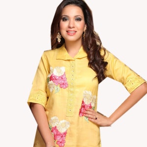 New Design Soft Cotton Tops, Long Sleeves Shirts, Women Casual Loose Blouse, Women  Cotton Tunic / Embroidered top/ Plus Size Tunic Tops