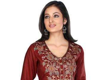 Robe tunique de créateur de beauté en coton pour dames, robes tuniques décontractées, plus la robe Boho de vêtements de taille. Haut tunique pour femme, tunique brodée