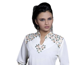 White Tunic Top ,  casual  Shirt, Plus Size  Top, Women's Clothing embroidery tunic, white dress, casual dress  Hand Embroidered Blouse