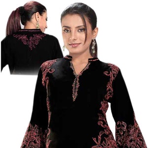 Black Tunic Tops, Tunic tops for women,  tunic blouses for women, Floral embroidery blouse, peasant embroidered tops, Plus size blouses