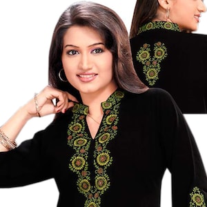 Ladies Black embroidered Tunic  /Boho Tunic Tops, Tunics, Womens Clothing, Western Top, Womens Tunic,Black Floral Top