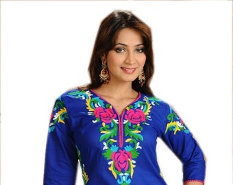 Women Tunic, Ethnic Top , Tunic Top ,Plus Tunics,  Women's Embroidered Designer Clothing Tunic tops for women, Plus Size Dress