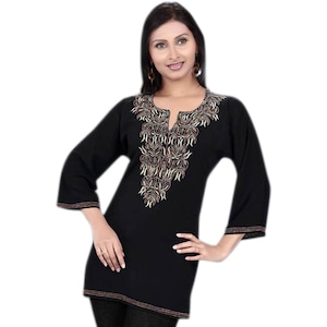 Tunic Tops for Women , Bohemian  Shirts Tunics Blouses. Woman black Tunic, Boho Shirts Peasant Top, Bohemian Embroidery  Tunic