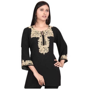 Women embroidered black  Tunic / Plus Size Tunic Top/Black Casual Shirt. Blouse. Plus Size Embroidered Blouse.  Hippie-Boho. Free Shipping.