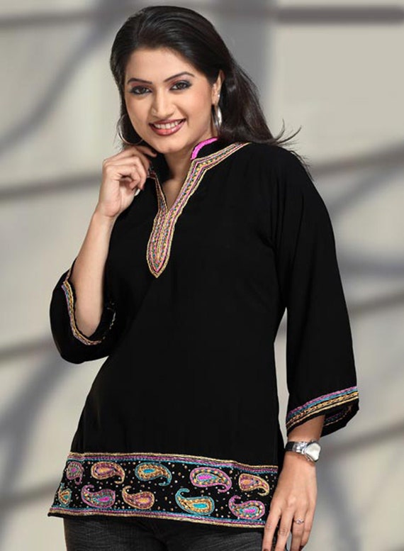 black peasant top plus size