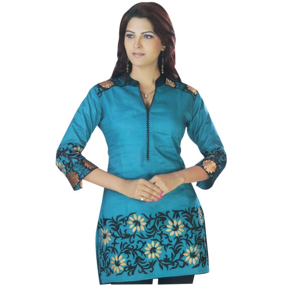 Women's Embroided Shirts Cotton Tunic Top Casual Dress Tunics / Plus Size Tunic , Embroidered Boho Chic Dress