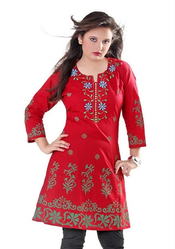 knee length dresses for ladies Fun in the Sun Tunic Dress: Red