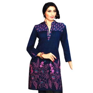 Women&#39;s Floral Embraided Long Sleeve Tunic , V Neck casual Tunic Blouse Tops,  Tunics, Tunic Tops, Women&#39;s Top, Ethnic Clothing, Boho Tunic,